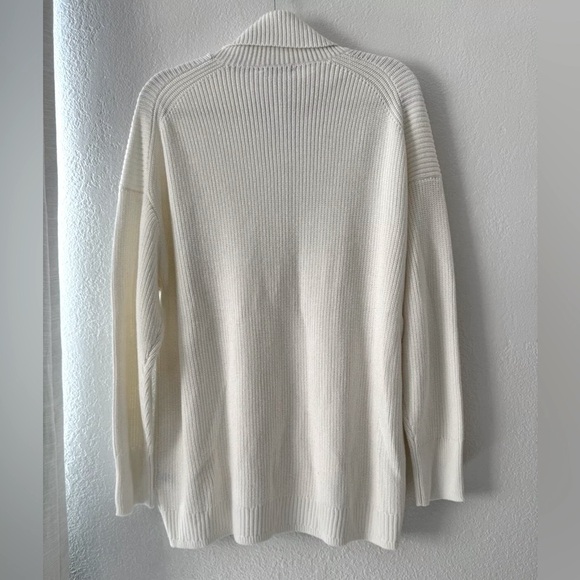 J Crew New Cotton-cashmere ribbed turtleneck sweater Cream Size L Relaxed - Picture 6 of 14